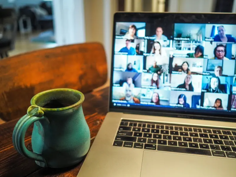 Virtual facilitation session with distributed team on video call
